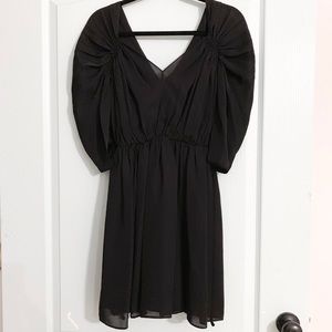 Halston Heritage Deep V Dolman Dress, Black, 6